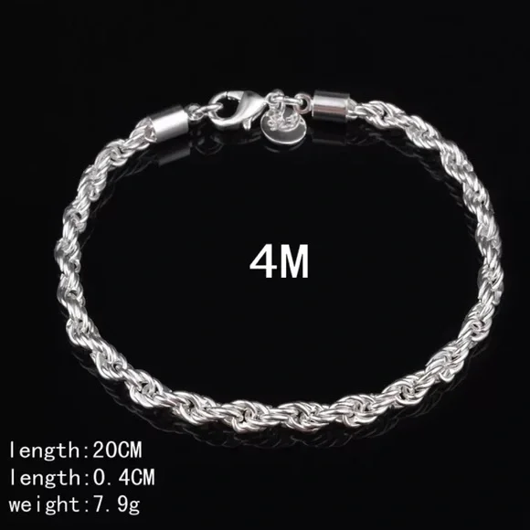 NEW TWISTED 925 STERLING SILVER BRACELET, NICE BRACELET, CUTE BRACELET - Picture 2 of 5